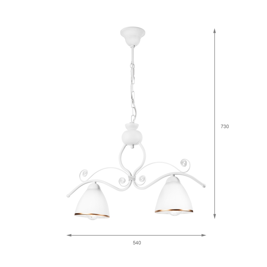 Lustra ar ķēdi RETRO 2xE27/60W/230V matēts balts