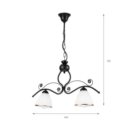Lustra ar ķēdi RETRO 2xE27/60W/230V matēts melna