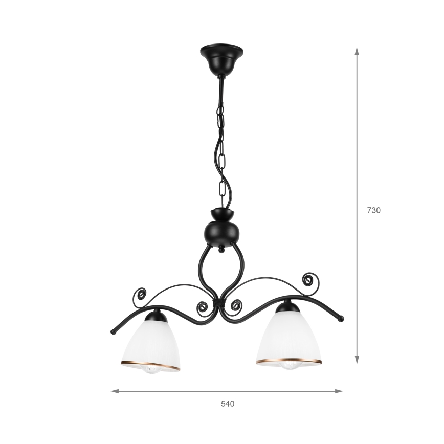 Lustra ar ķēdi RETRO 2xE27/60W/230V matēts melna