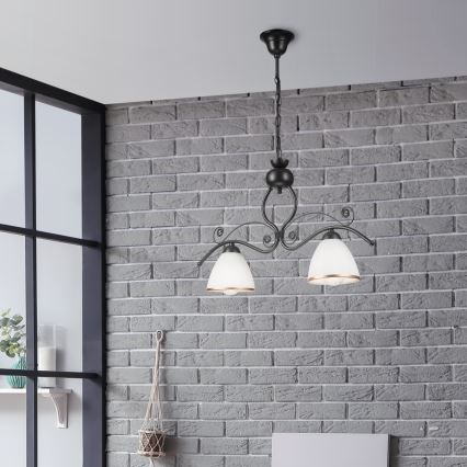 Lustra ar ķēdi RETRO 2xE27/60W/230V melna