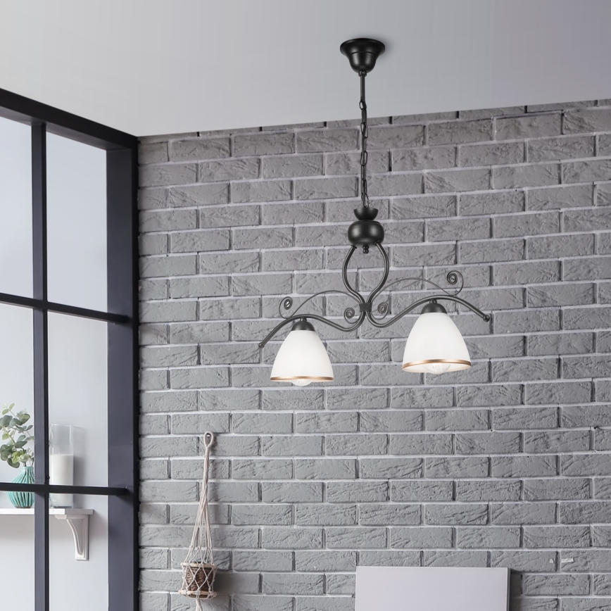 Lustra ar ķēdi RETRO 2xE27/60W/230V melna