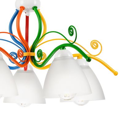 Lustra ar ķēdi RETRO 5xE27/60W/230V balta/krāsaina
