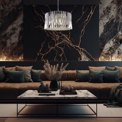 Lustra ar ķēdi RITZ 12xE14/40W/230V d. 54 cm spīdīgi hromēts