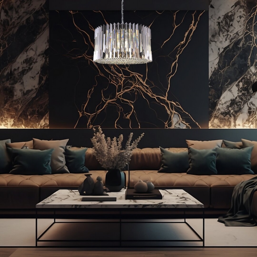 Lustra ar ķēdi RITZ 12xE14/40W/230V d. 54 cm spīdīgi hromēts