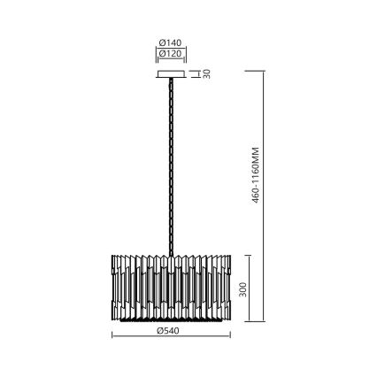 Lustra ar ķēdi RITZ 12xE14/40W/230V d. 54 cm spīdīgi hromēts