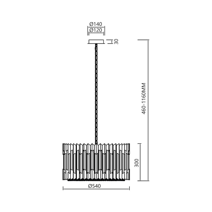 Lustra ar ķēdi RITZ 12xE14/40W/230V d. 54 cm spīdīgi hromēts