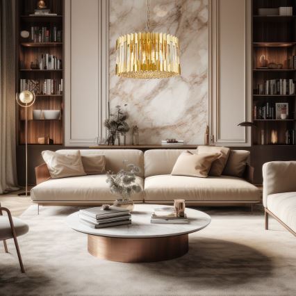 Lustra ar ķēdi RITZ 12xE14/40W/230V d. 54 cm zelta