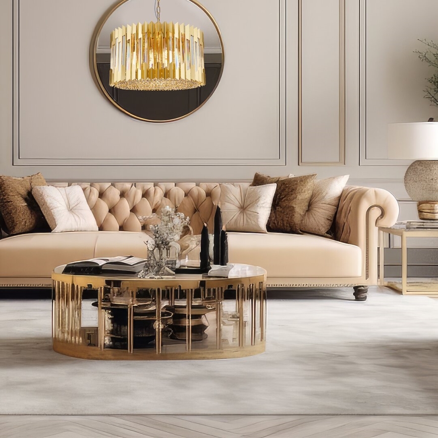 Lustra ar ķēdi RITZ 12xE14/40W/230V d. 54 cm zelta