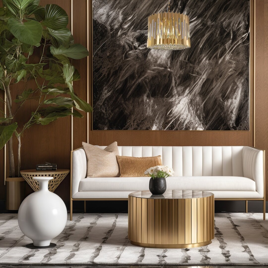 Lustra ar ķēdi RITZ 7xE14/40W/230V d. 42 cm zelta