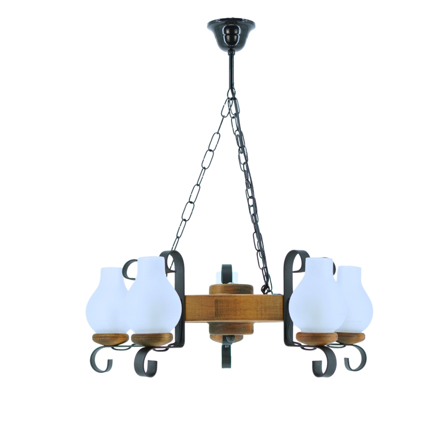 Lustra ar ķēdi ROATA 5xE14/40W/230V d. 30 cm dižskābardis - FSC sertificēts