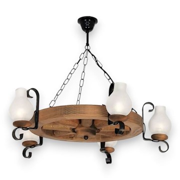 Lustra ar ķēdi ROATA 5xE14/40W/230V d. 70 cm dižskābardis - FSC sertificēts