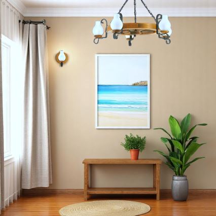 Lustra ar ķēdi ROATA 5xE14/40W/230V d. 70 cm dižskābardis - FSC sertificēts