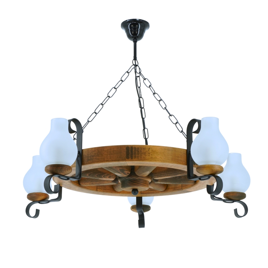 Lustra ar ķēdi ROATA 5xE14/40W/230V d. 70 cm dižskābardis - FSC sertificēts