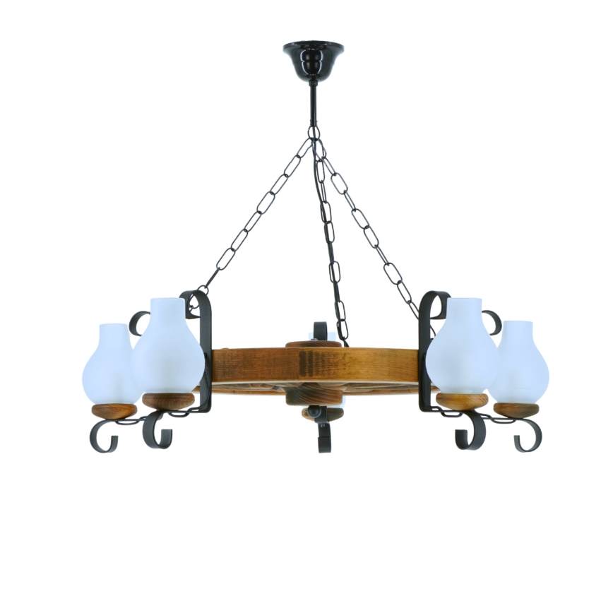 Lustra ar ķēdi ROATA 5xE14/40W/230V d. 70 cm dižskābardis - FSC sertificēts