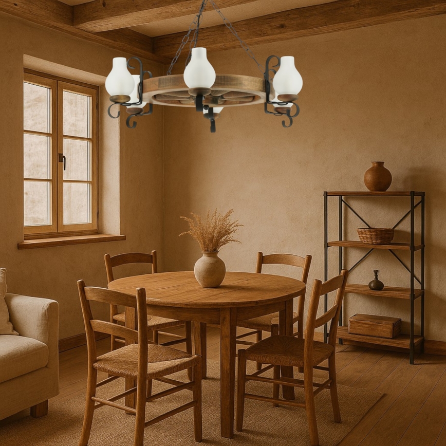 Lustra ar ķēdi ROATA 6xE14/40W/230V d. 70 cm dižskābardis