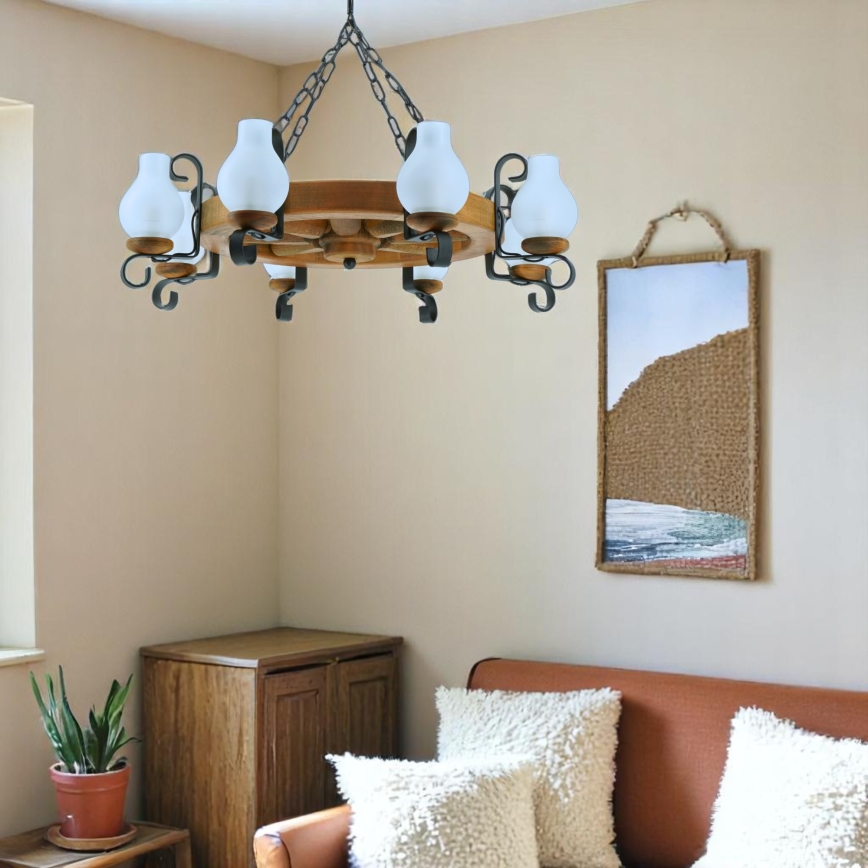 Lustra ar ķēdi ROATA 8xE14/40W/230V d. 70 cm dižskābardis