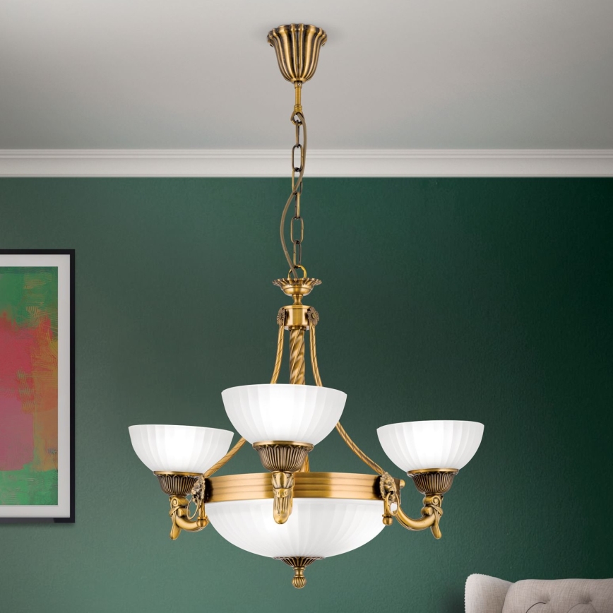 Lustra ar ķēdi ROCCA 6xE27/60W/230V d. 64 cm bronza/balta