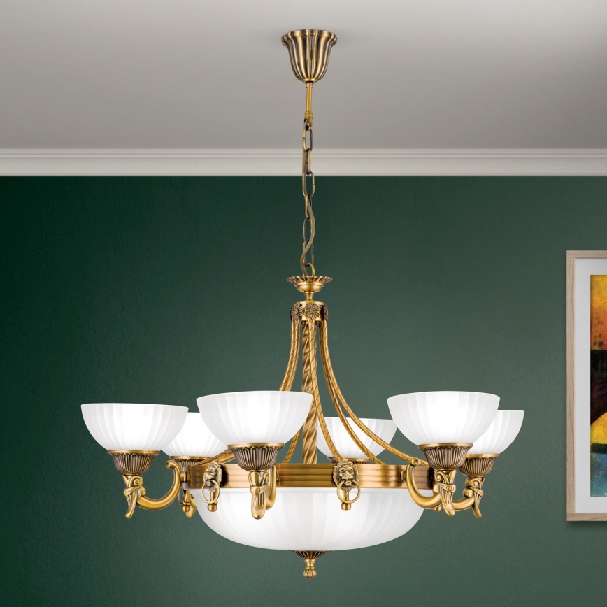 Lustra ar ķēdi ROCCA 9xE27/60W/230V d. 75 cm bronza/balta