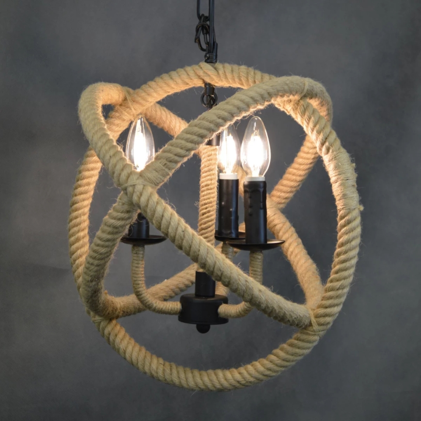 Lustra ar ķēdi ROPE GLOBO 3xE14/10W/230V
