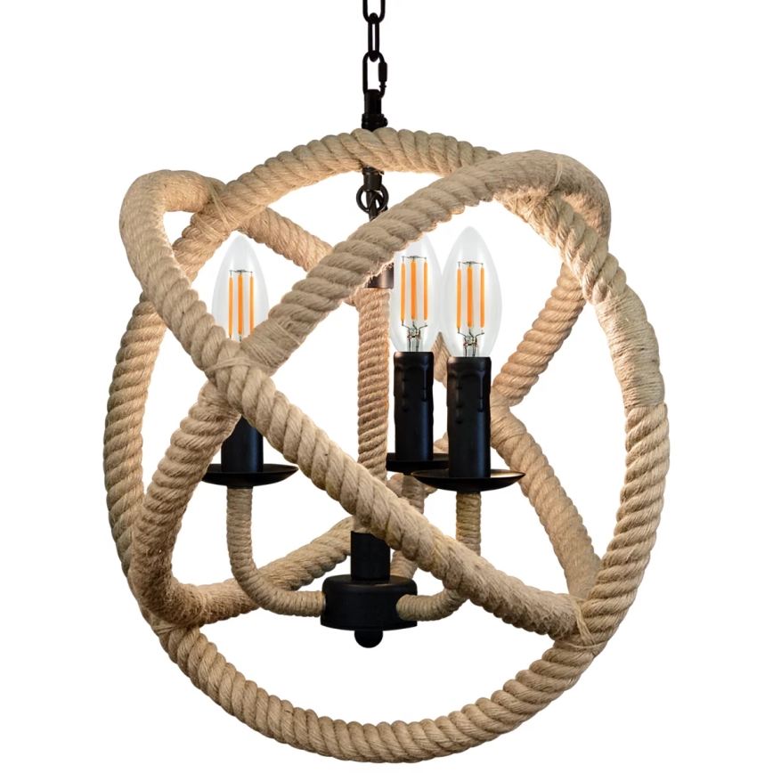 Lustra ar ķēdi ROPE GLOBO 3xE14/10W/230V