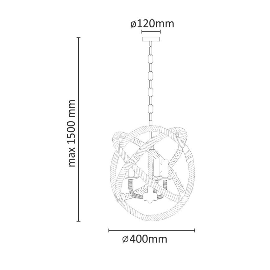 Lustra ar ķēdi ROPE GLOBO 3xE14/10W/230V