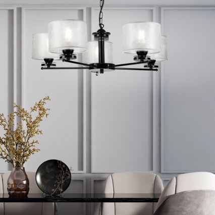 Lustra ar ķēdi ROSA 5xE27/60W/230V melna/pelēka