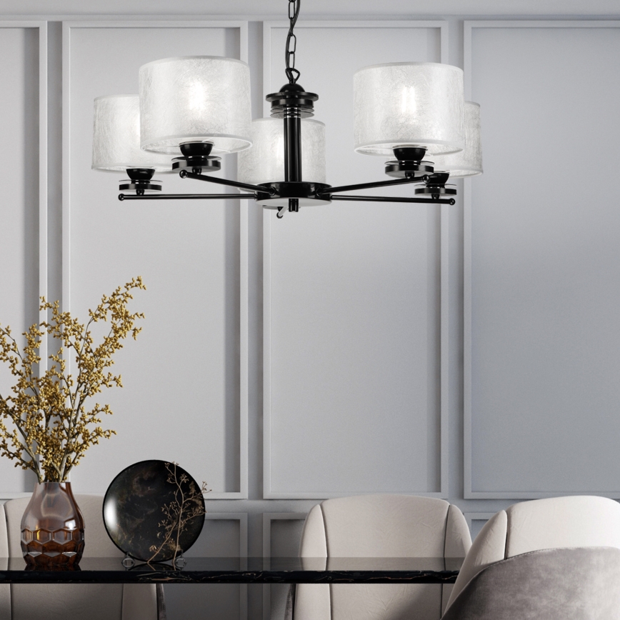 Lustra ar ķēdi ROSA 5xE27/60W/230V melna/pelēka