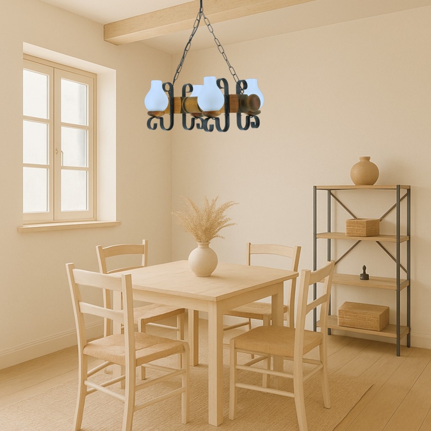 Lustra ar ķēdi RUSTIC 4xE14/40W/230V dižskābardis - FSC sertificēts