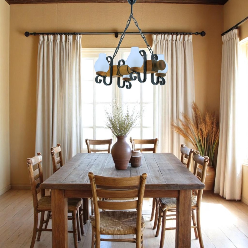 Lustra ar ķēdi RUSTIC 4xE14/40W/230V dižskābardis - FSC sertificēts