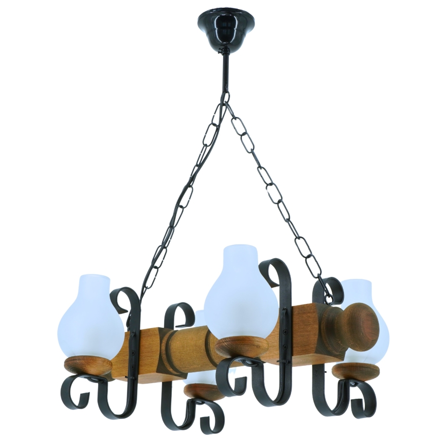 Lustra ar ķēdi RUSTIC 4xE14/40W/230V dižskābardis - FSC sertificēts
