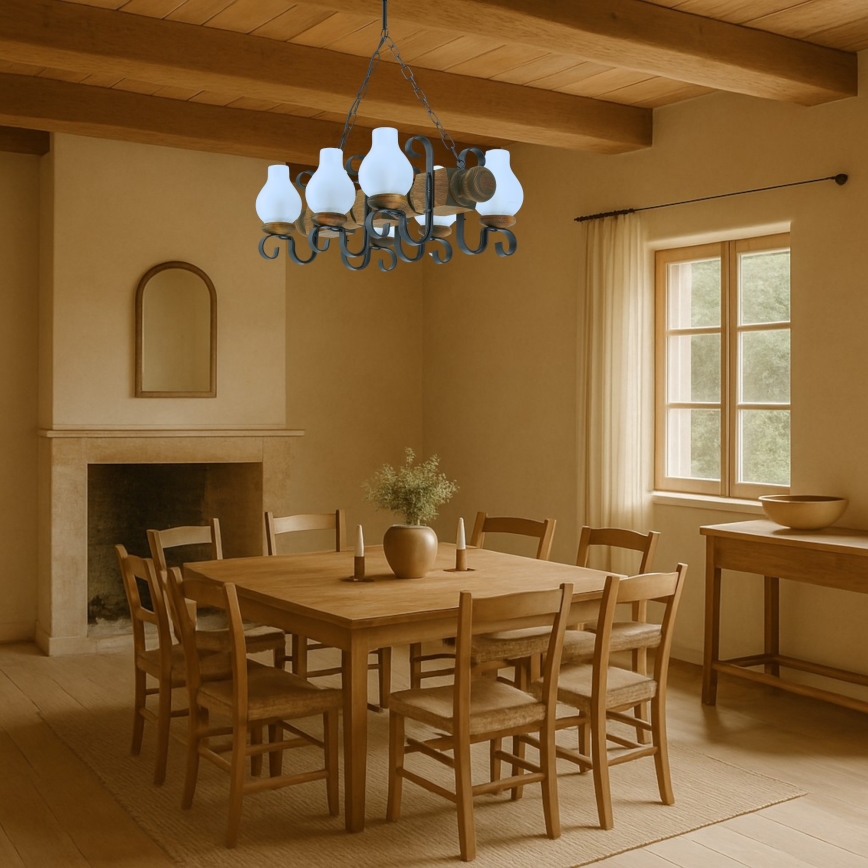 Lustra ar ķēdi RUSTIC 6xE14/40W/230V dižskābardis - FSC sertificēts