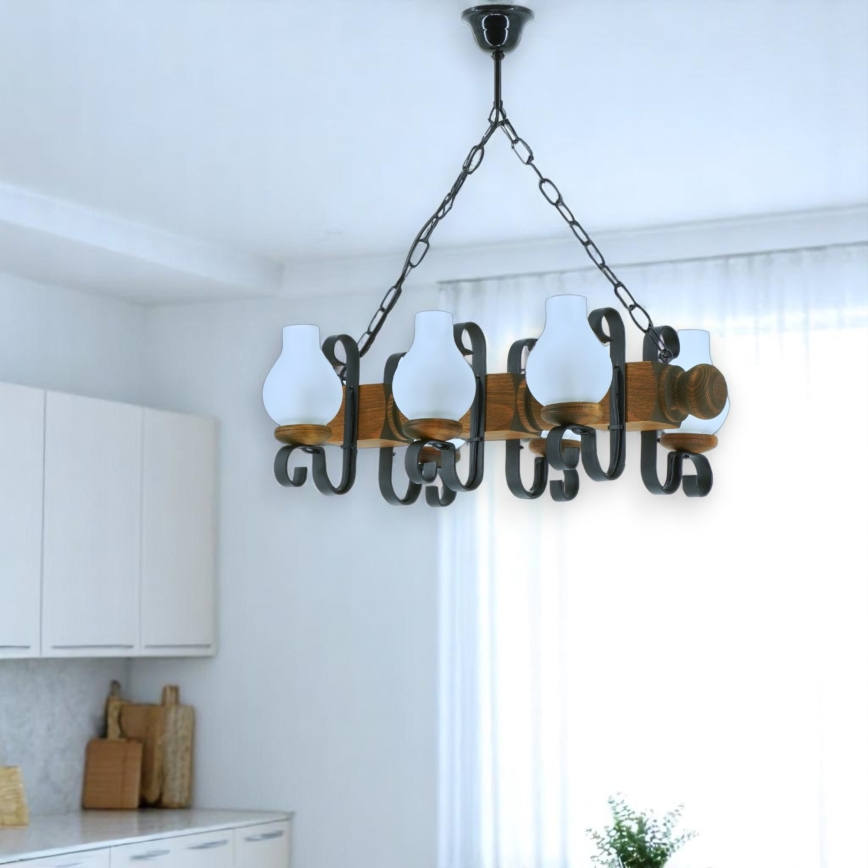 Lustra ar ķēdi RUSTIC 6xE14/40W/230V dižskābardis - FSC sertificēts