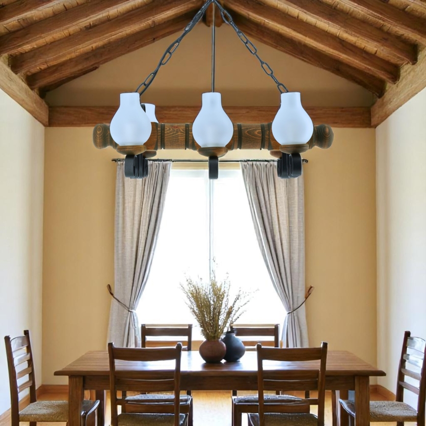 Lustra ar ķēdi RUSTIC 6xE14/40W/230V dižskābardis - FSC sertificēts