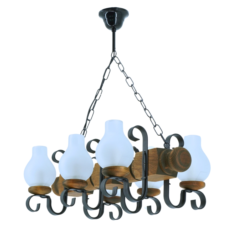 Lustra ar ķēdi RUSTIC 6xE14/40W/230V dižskābardis - FSC sertificēts