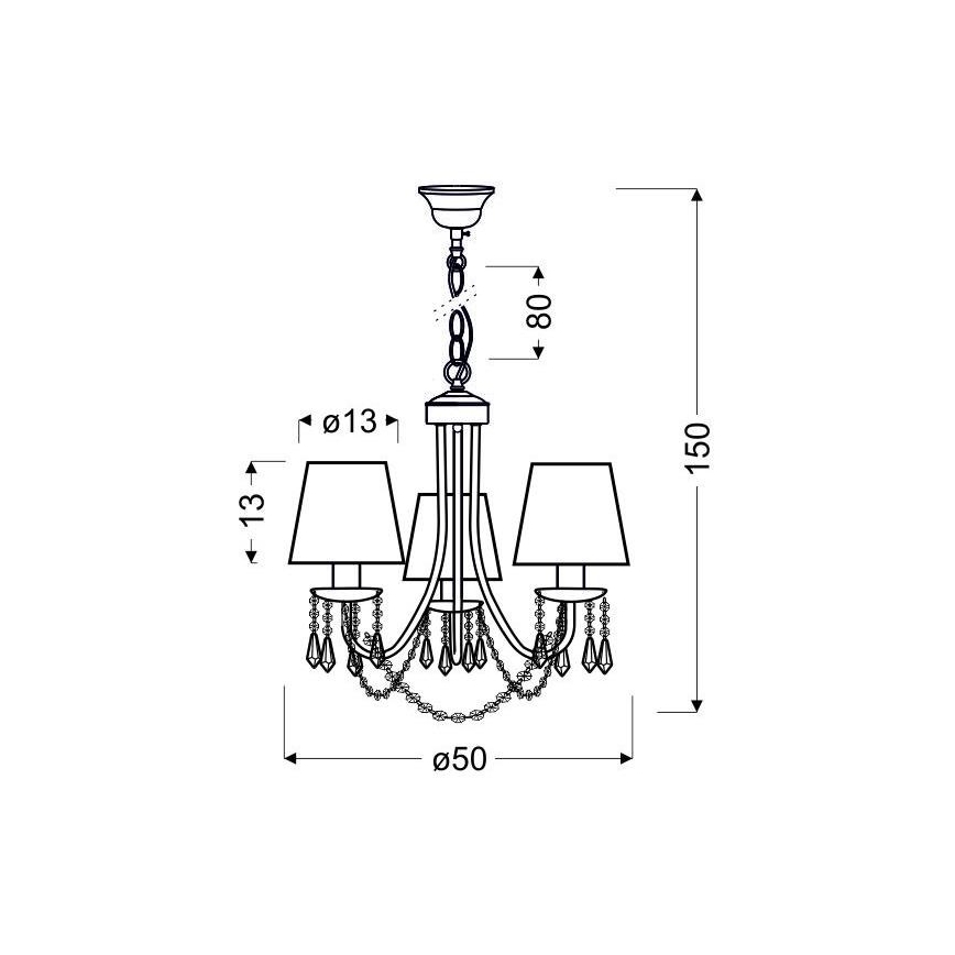 Lustra ar ķēdi RUTI 3xE14/40W/230V