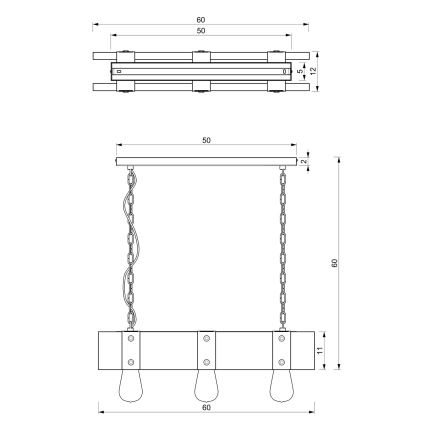 Lustra ar ķēdi SODER 3xE27/60W/230V