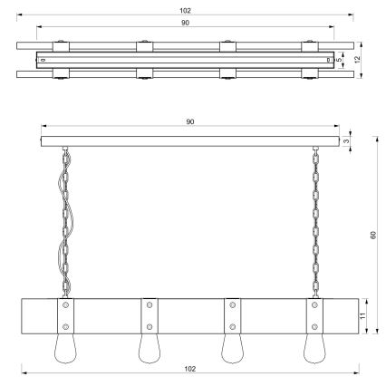 Lustra ar ķēdi SODER 4xE27/60W/230V