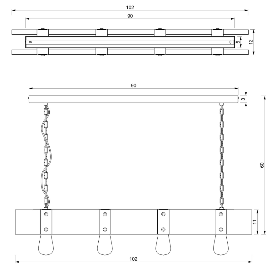 Lustra ar ķēdi SODER 4xE27/60W/230V