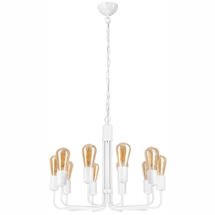 Lustra ar ķēdi TIFFANY 10xE27/60W/230V balta