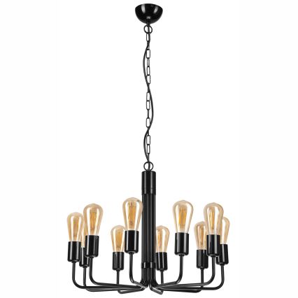 Lustra ar ķēdi TIFFANY 10xE27/60W/230V melna