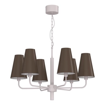Lustra ar ķēdi TORTOLA 6xE14/15W/230V brūna/krēmkrāsaina