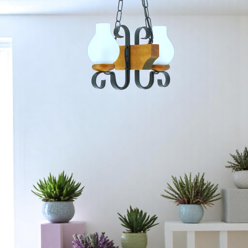 Lustra ar ķēdi VELA 2xE14/40W/230V dižskābardis - FSC sertificēts