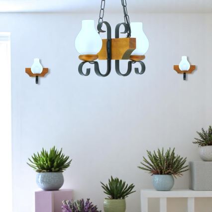 Lustra ar ķēdi VELA 2xE14/40W/230V dižskābardis - FSC sertificēts