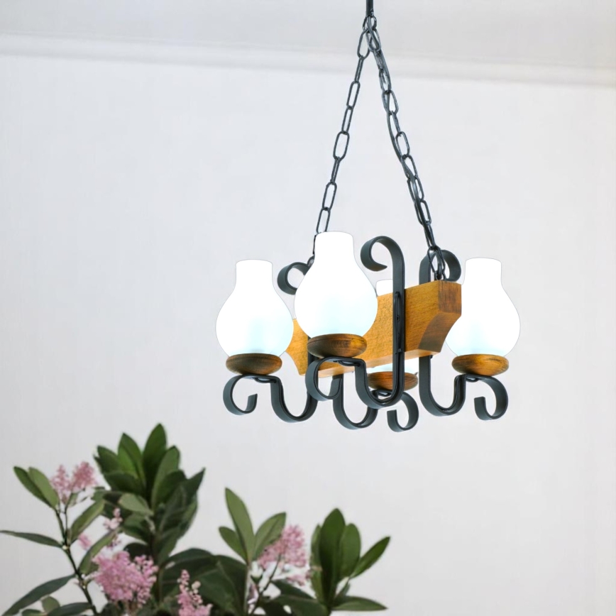 Lustra ar ķēdi VELA 4xE14/40W/230V dižskābardis - FSC sertificēts