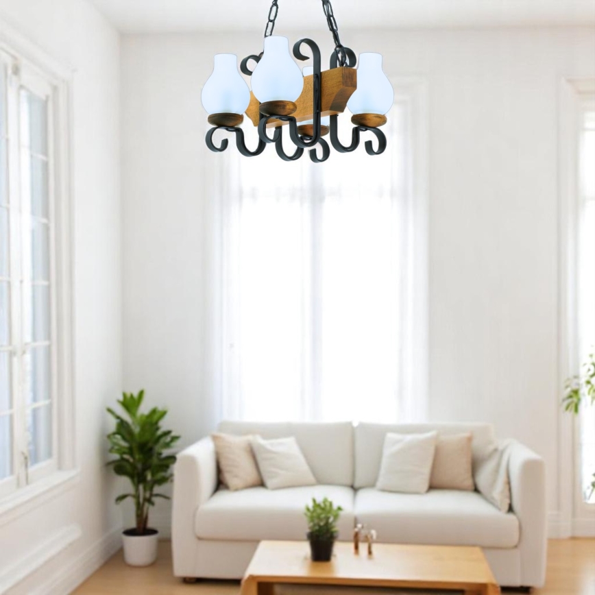 Lustra ar ķēdi VELA 4xE14/40W/230V dižskābardis - FSC sertificēts