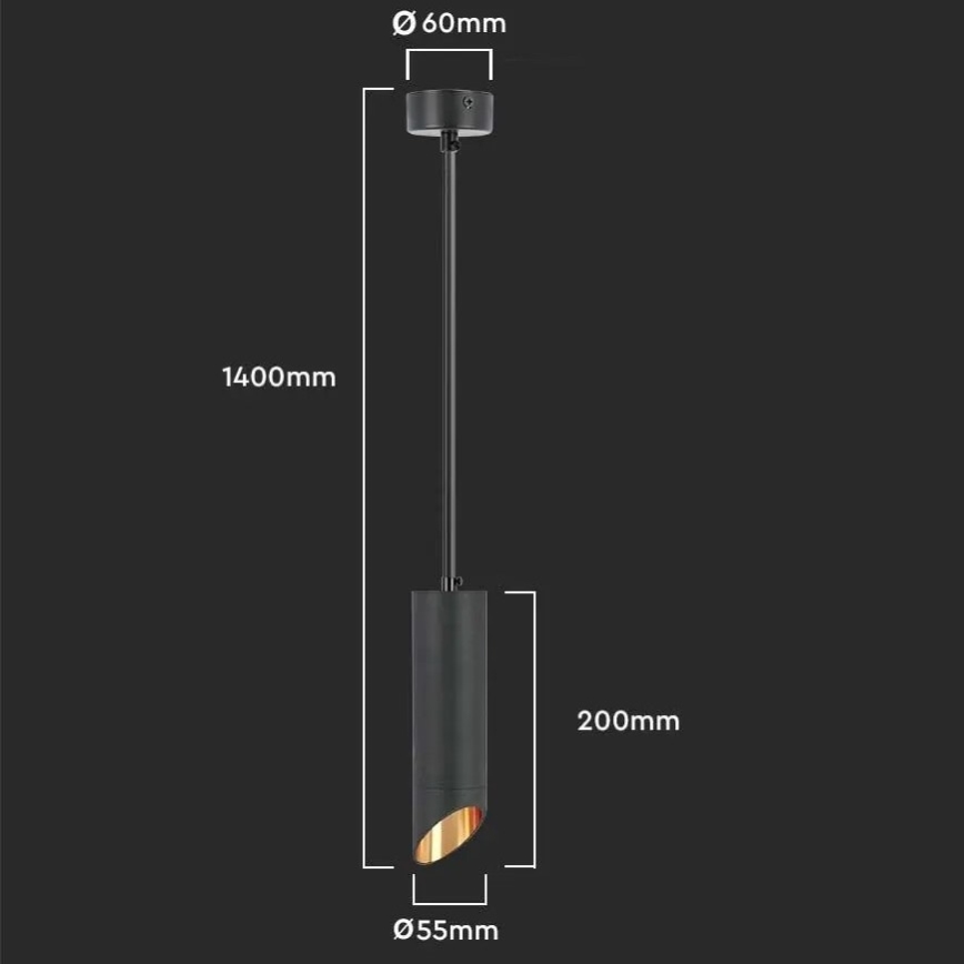 Lustra ar stieni 1xGU10/35W/230V 20 cm melna