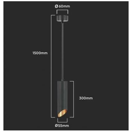 Lustra ar stieni 1xGU10/35W/230V 30 cm melna