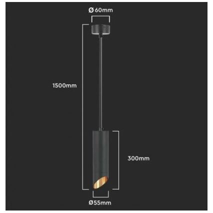 Lustra ar stieni 1xGU10/35W/230V 30 cm melna