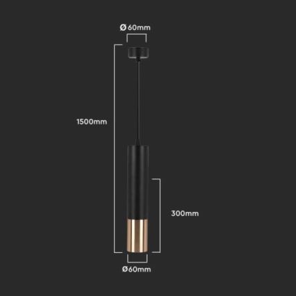 Lustra ar stieni 1xGU10/35W/230V 30 cm melna/zeltaina