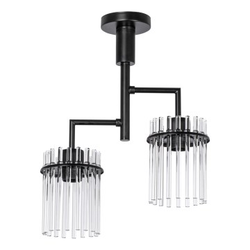 Lustra ar stieni 2xE27/60W/230V melna/caurspīdīga